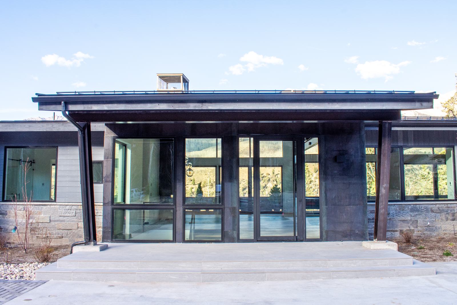 Entry elevation at 110 Lawson Overlook, built by UltraBuilders in Mountain Village, Colorado